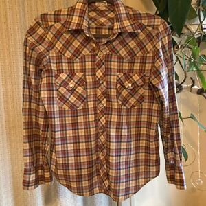 Vintage Pearl Snap Western Plaid button up